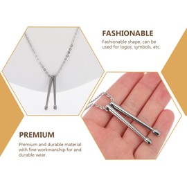Stainless Steel Pendant Drumstick Pendant Necklace Music Charm Necklace Steel Necklace Men Women Necklace Music Themed Jewelries (Silver) Cross Drum Stick Necklaces