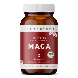InnoNature Organic Red Maca Extract Capsules | Red Maca Made from Pure Natural Ingredients | 90 Capsules, 450 mg Maca Extract Per Capsule | Gluten Free, Vegan, No Additives