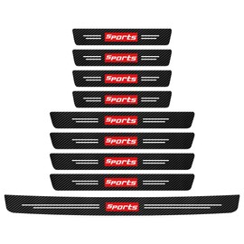 9pcs Car Door Edge Guards Set Inclede Rear Bumper Protector,Premium Car Door Protector with Carbon Fiber Wrap for Anti-Scratch&Car Decor,Universal Car Door Sill Protector (Red/Sport)