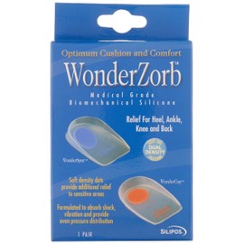 Wonder-Spur Soft Silicone Blue Dot Heel Cups, Large fits Men's shoe 8-10, Women's 10-12