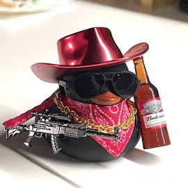 Patito Vaquero(need to assemble)-cowboy rubber duck: cool cartoon car Duck Decoration ,jeep ducking,1 Piece:_3-Color/Red A