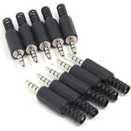 Ancable Replacement 10pcs TRRS Plug 4 Pin 3.5mm Male Solder DIY Audio Cable Connector for Repair Headphone Headset