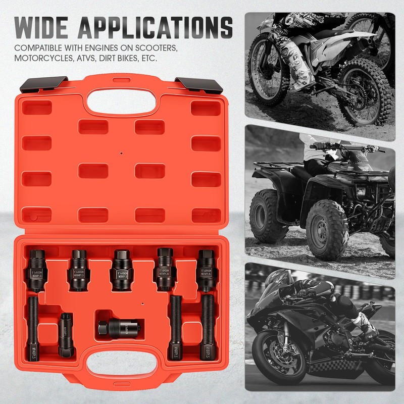 DNA MOTORING 10pc Motorcycle Fly Wheel Puller Set, Universal Flywheel