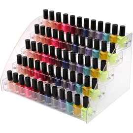 Zerone Acrylic Nail Polish Shelf, Transparent Nail Polish Organiser Stand Display for Desk, Makeup Container, Plastic Acrylic Metal, Five Layers