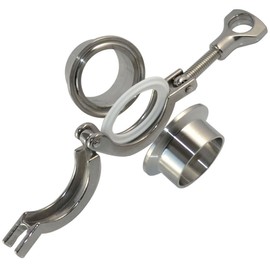 OD 1.5" 38mm Stainless Steel Tri Clamp/Tri Clover Clamp+2 pcs SUS304 Sanitary Pipe Weld Ferrule + PTFE Gasket Set (1.5")