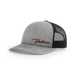 Maddmax Car Art Ford Falcon Script Logo Side Panel Laser Engraved Leather Patch Richardson 112 Snapback Trucker Hat Cap Heather Grey/Black, Small-X-Large