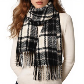 Reversible Plaid Winter Scarf for Women - Extra Large 79x25 Inch Soft Warm Blanket Scarf Wrap, Cozy Cashmere Feel Shawl, Cozy Gift for Her