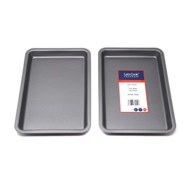 31cm Tray Bake Deep Oven Tray Twin Pack, British Made with Teflon Non Stick by Lets Cook Cookware