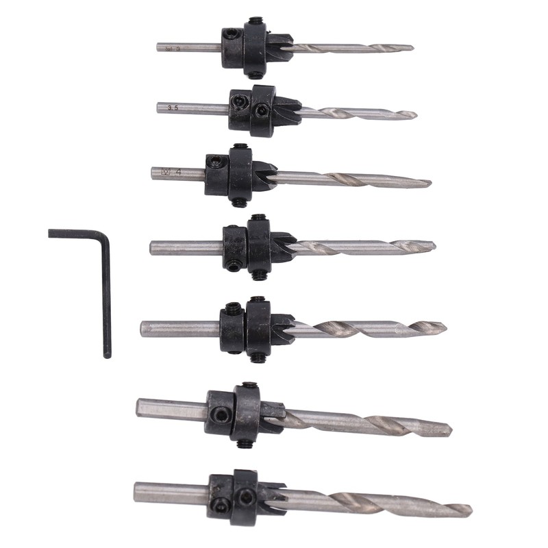 8Pcs/Set Tapered Countersink Bit Screw Set High Speed Steel Wood