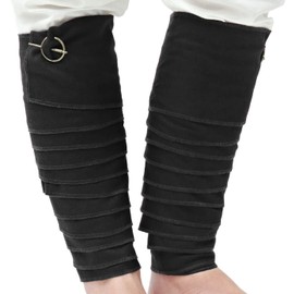 FURPHI Medieval Leg Wraps Woolen Puttees for Men with Brooch Pins Pirate Cosplay Accessary (Black)