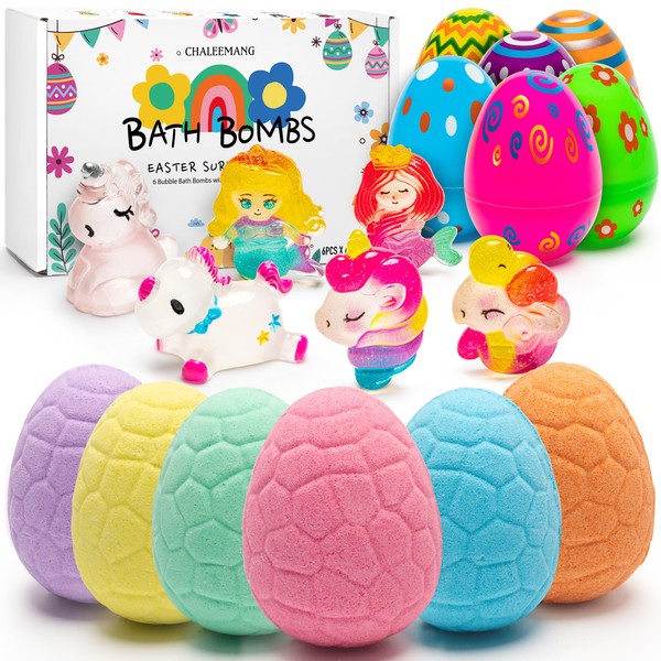 6 PCS Prefilled Easter Egg Bath Bombs for Kids with