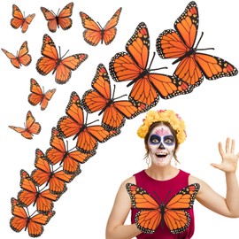 AmazingSpark - 12 decoraciones de mariposa monarca, naranja, 12/10/8