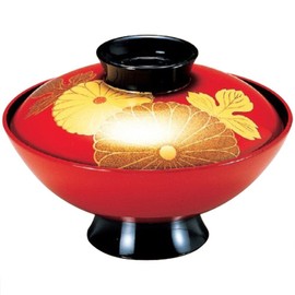 福井kurahuto Lunar Eclipses 5 – 236 – 2 Ta Square Centered 吸物 Lunar Eclipses Vermillion Double Wheel Chrysanthemum Red (Red) φ 12.9 X H8 X 4cmcm Heat-resistant ABS