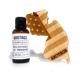 Arotags Car Air Freshener - Reusable Wood Diffuser - Hanging Odor Eliminator - New Jersey Patriot - Cool Breeze Scent