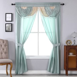 Regal Home Collections Amore - Juego de Cortinas de 5 Piezas, Paneles de 54 Pulgadas de Ancho x 84 Pulgadas de Largo con Cenefa adjunta y 2 alzapaños, Cortinas de recámara y Cortinas de Sala de Estar