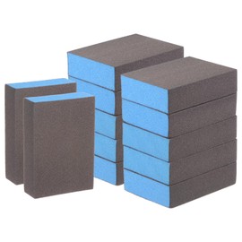 HARFINGTON 12pcs Sanding Sponge Blocks #240 (1200-1500 Grits) Wet/Dry Hand Sanding Sponges, 100x70x25mm Foam Sanding Block Pad for Polishing Kitchen Metal Wood Drywall Furniture, Brown&Blue