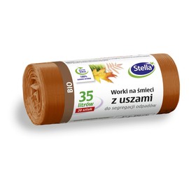 Stella 032181 Bin Liners with Handles for Organic Waste Separation | 35 L | Pack of 20 | Bin Bags for Household Waste Office Made of Thick LDPE Regranulate Film Colour: Brown