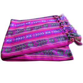 Del Mex Woven Rebozo Style Mexican Table Runner Scarf (Electric Purple)