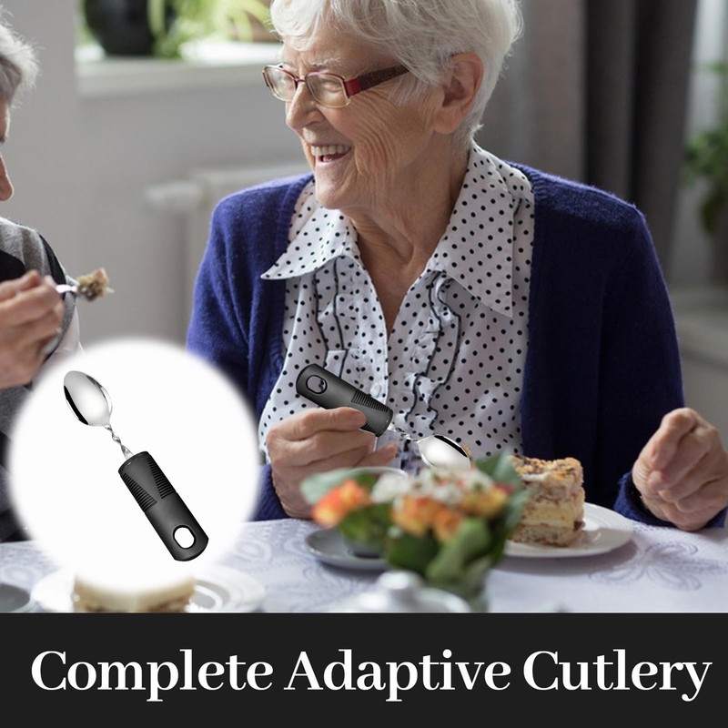 Easy Grip Disability Aids Cutlery,Curved Spoon with Wide Chunky Grip