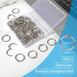 Ailvor Binder Rings, Pack of 100 Book Rings, 20 mm Ring Binders, Metal Book Binding Rings Loose Leaf Connectors for Scrapbook, Album, Memo Tray, Crafts, Key Rings (Silver)
