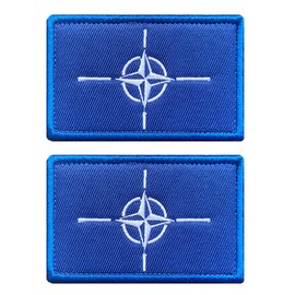 Antrix 2 Pack NATO Flag Tactical Patch Hook and Loop Embroidered Applique Sew On NATO Flag Military Emblem for Cap Hat Backpack Bags Vest Team Clothes Football Uniform Travel Dogs Harness