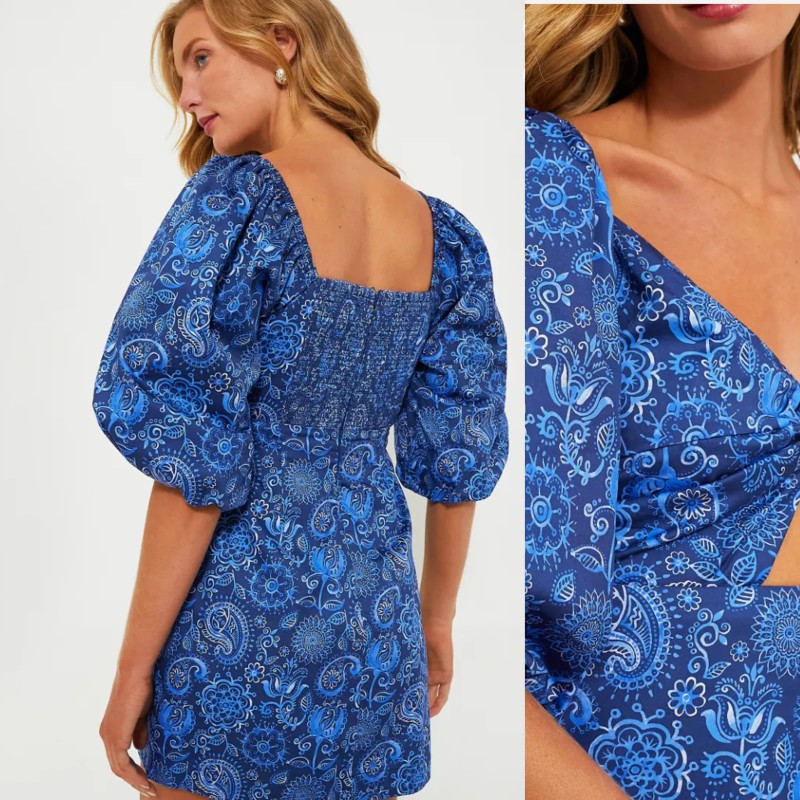 Tuckernuck Hyacinth House NEW Blue Mod Paisley Bianca Puff Sleeve