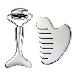 AAJP Face Roller Massager Skin & Gua Sha Facial Tools Stainless Steel