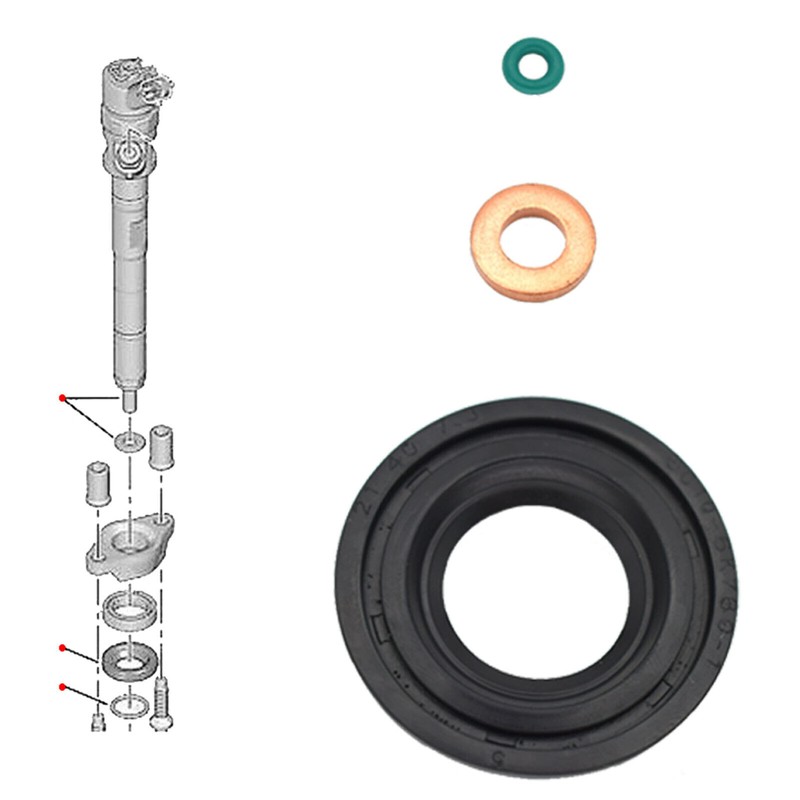 MKAREPART Diesel Injector Seals Washer O-ring Clamp Bolts Kit Compatible