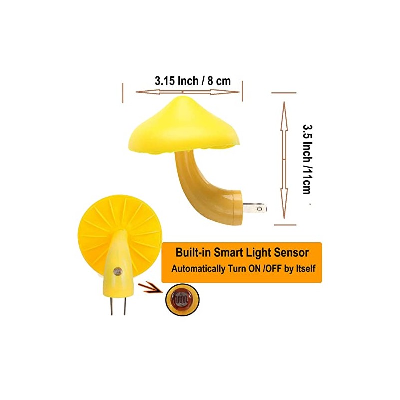 AUSAYE 3 Pack Sensor LED Mushroom Night Light Plug in