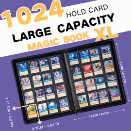 KUOOKING 1000+ Pockets Trading Card Binder, 16-Pocket Card Ablum Compatible with Lorcana, MTG,Sports Cards & Other Standard Size Trading Card (Purple Gold)