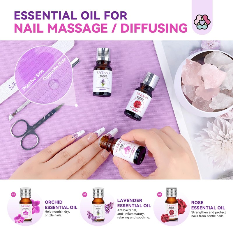 Saviland Acrylic Nail Kit for Starters: 3 Colors Acrylic Powder