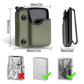 TACTICAL GEEK TX2 Lighter Pouch, Portable Lighter Holder with Pocket Belt Clip, Anti-Scratch Protective Storage Case for Daily Carry, Green