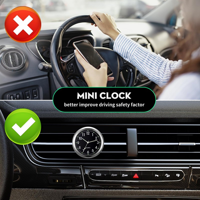 Car Clock for Dashboard Stick on Clock, Small Clock, Mini