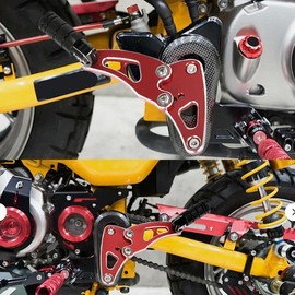 3D Engrave Foldable CNC Rear Passenger Footrest Foot Pedal Pegs Compatible with Monkey 125 Z125M Z125MA ABS 2018-2024 (Red)