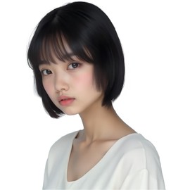 OSHAMY Straight Long Brown Wig, Natural Hair Wig, Full Wig, Hair Arrangement, Fashionable Wig, Cosplay Wig, Brown (Short Bob, Princess Cut, Black)