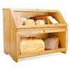 HOMEKOKO Double Layer Large Bread Box for Kitchen Counter, Wooden
