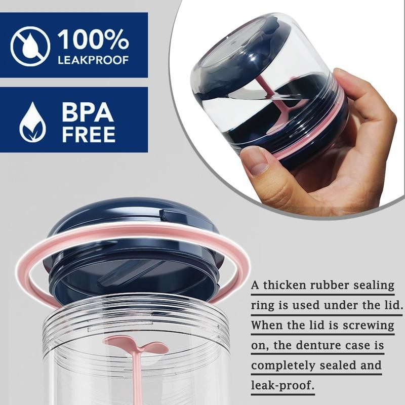 Denture Case Absolutely Leak-Proof Bath For Traveling With Mirror Brush