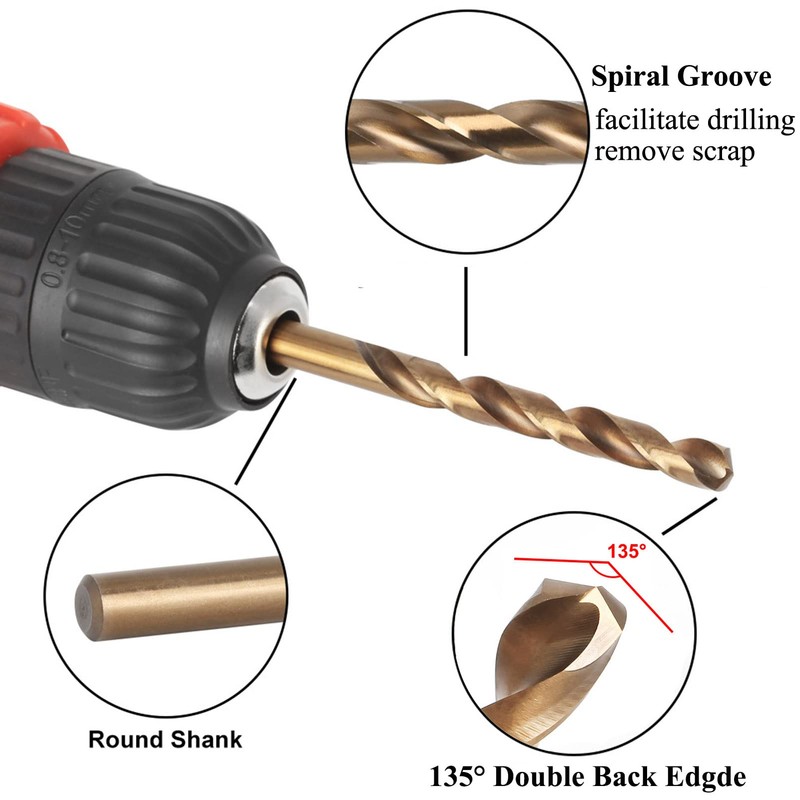 TA-VIGOR 8mm Straight Shank Twist Drill Bit, High Speed Steel