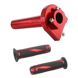 Adsspro Motorcycle CNC Aluminum Universal Throttle Grip 7/8" 22mm Quick Twister Tube Motorized Lever Control with Handle bar Hand Grips for Most Scooter Sportbikes R1 R6 R6S R3 ATV Motorbike (Red)