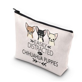PLITI Chihuahua Gift for Chihuahua Lover Cute Chihuahua Makeup Bag Chihuahua Dog Puppy Gift Chihuahua Themed Cosmetic Bag (Chihuahua Puppies U)