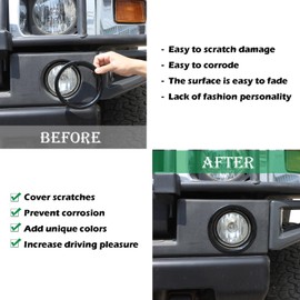 PIUGILH Front Bumper Driving Fog Light Lamp Ring Bezels Covers Fit for 2003-2009 Hummer H2,Front Fog Lamp Light Cover Trim Frame Car Accessories (Black)