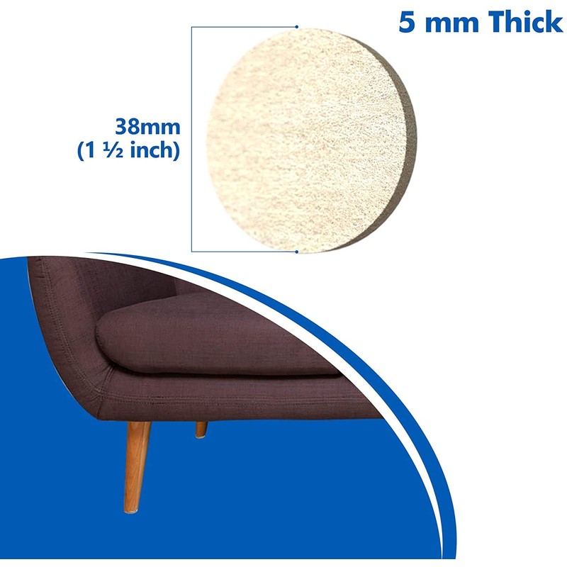 Felt Furniture Pads/Floor Protectors - 5mm Thick - 14pcs -
