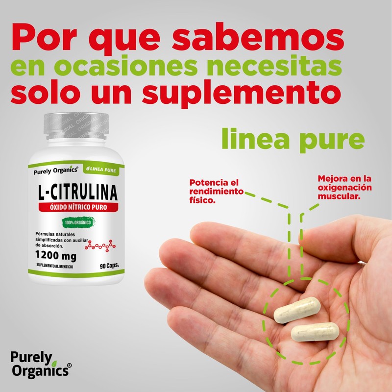Precursor de óxido nítrico puro, vasodilatador natural. L Citrulina 1200