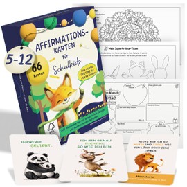66 Affirmation Cards for Children + Exercises & Additional Material, Mastering Feelings with Emotion Cards for Children, Mindfulness Cards, Courage Cards, First School Girl, School Boy