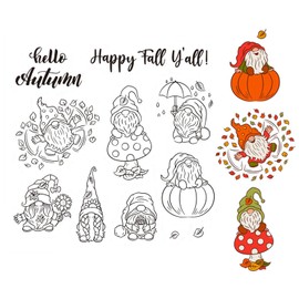 Arbuya Autumn Gnome Fall Leaves Clear Stamps for Cards Making Decoration and Scrapbooking Rubber Stamps for Craft