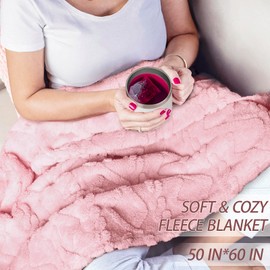 Oralaqua Birthday Gifts for Women,Self Care Get Well Soon Rose Relaxing Spa Gift Basket Set with Pink Blanket,Thanksgiving for Women, Mom, Best Friend,Sister, Wife, Girlfriend