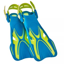 Phantom Aquatics Rapido Junior Kids Snorkel Set, Jr Snorkel Mask with Swim Snorkel & Fin Flippers - Blue Lime, S/M, us: 9-13 | eu: 27-31