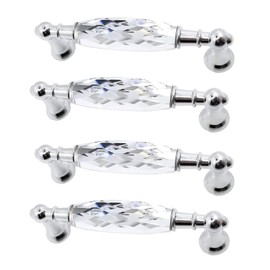 SagaSave Kristall-Schrankgriffe, 96 mm, Kristall-Schrankgriffe, Strass, Schubladengriffe für Schubladen, Schränke, Glasschiebetüren, 4 Stück