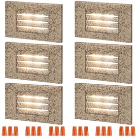 LEONLITE 3CCT Line Voltage 120V LED Step Lights, 5W Dimmable 5%-100%, 3000K/4000K/5000K Selectable, Indoor Outdoor Stair Light, Die-cast Aluminum, CRI90, ETL Listed, Pebble Grey, Pack of 6