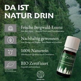 Zirbenöl 10ml - 100% naturreines Zirbelkieferöl - Zirben Öl - Zirben Raumduft - angenehmer Waldduft Aromaöl - Zirbelkiefer Öl (3)